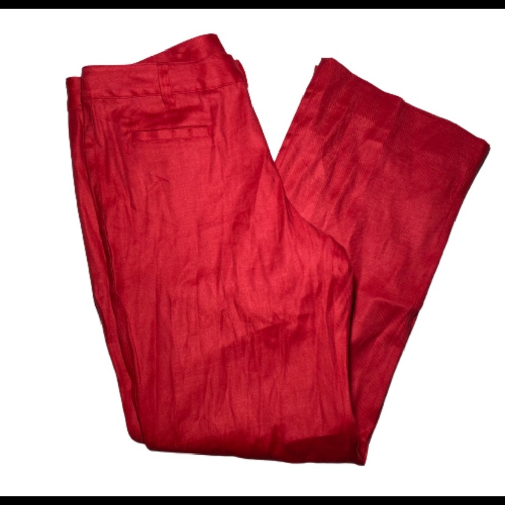 Cabi Red Linen Blend Wide Leg Pants